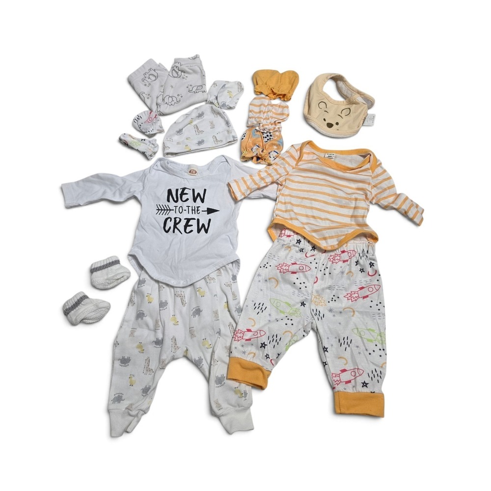 Newborn 13 Piece Baby Bundle Bodysuits Pants Mittens Hat Bib Socks